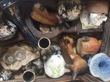 une boîte en carton contenant un certain nombre d'objets