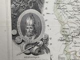 an old map of england with a picture of a man on it