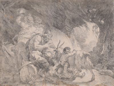 une image représentant un dessin d'un groupe de personnes dans une grotte