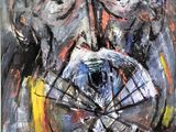 a painting of a man with a mustache and a face