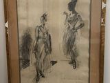 tableau représentant une femme et un homme debout devant un miroir