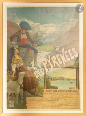 une photo d'une affiche représentant un homme et une femme avec des moutons
