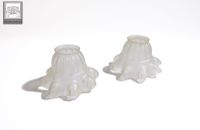 Paire de tulipes anciennes en verre dépoli (photo 2)