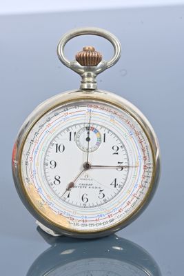 OMEGA Chronographe en acier, de forme ronde, cadran blanc ém…