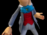 a figurine of an old man in a suit and tie