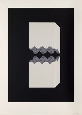 une image représentant un tirage en noir et blanc comportant des formes géométriques