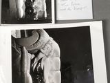 three black and white photographs of a woman in a chair