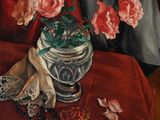 une peinture de fleurs dans un vase sur une table