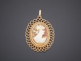 an antique cameo cameo of a woman in profile