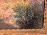 a picture of a painting of a tree in a field