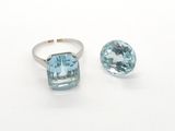 pair of aquamarinee and diamond rings