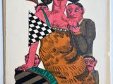 painting of a woman holding a baby and a man holding a tennis racquet
