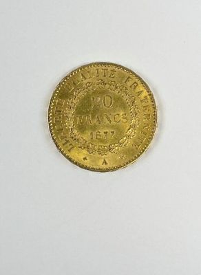 Pièce en or de 20 francs au Génie 1877 A. - Photo 1
