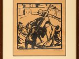 an image of a drawing of a man riding a horse