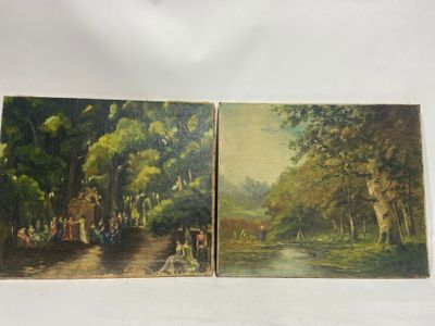 Ecole française du XXe, deux huiles sur toile représentant c…