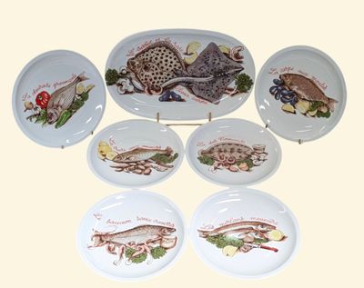 TRADITION FRANCE Service à poisson en porcelaine à décor éma…