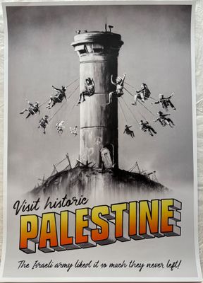 an image of a poster of a tower with a bunch of people on top of it