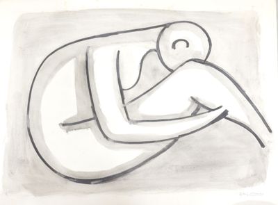 drawing of a bird sitting on top of a person ' s back