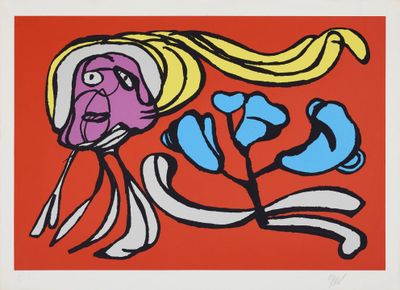 Karel Appel - Floating Flower Passion (Red), 1978