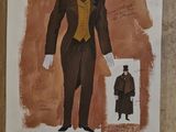 a drawing of a man in a suit and tie on the wall