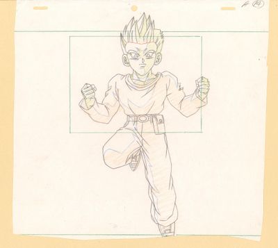 dessin représentant un homme vêtu d'une chemise et d'un pantalon blancs, avec un dragon sur la poitrine
