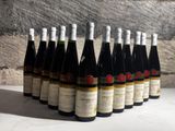 bottles of wine lined up in a row on a table