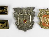 cinq types de badges différents sur un fond blanc