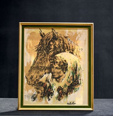 P DUTEURTRE (XXe siècle). Portrait de cavalière et son cheva…