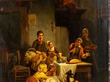 une image représentant un tableau où l'on voit une famille réunie autour d'une table