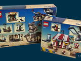 two boxes of legos that have been opened on a blue background