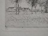 drawing of a cross on a hill with a tree in the foreground