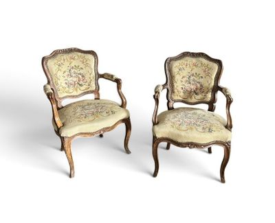 pair of louis xv style armchairs