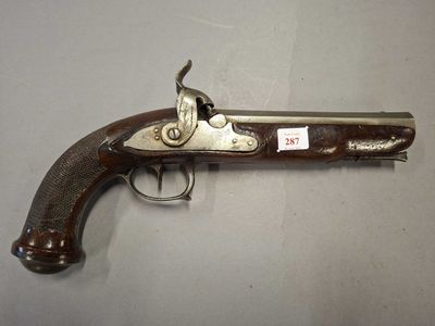 PISTOLET à silex transformé à percussion, de type officier 1…