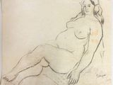 l'image d'un dessin représentant une femme nue assise sur une chaise