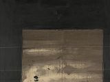 an image of a black and gold painting on a wall