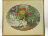 a picture of a painting of flowers in a vase