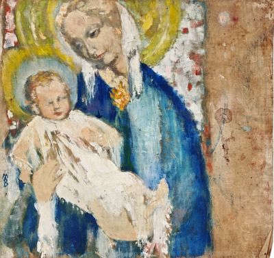 an image of a painting of a woman holding a baby