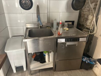 a small kitchen with a sink and a dishwasher in it