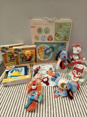beaucoup de jouets et de livres par terre