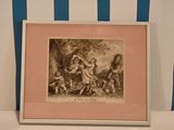 a picture of a painting on a shelf in a room