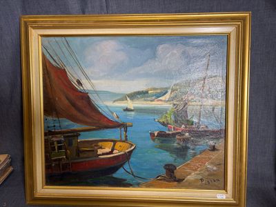 une image d'un tableau représentant un bateau dans l'eau