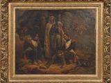 painting of a group of men in a wooded setting