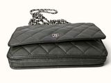 chanel black quilted lambskin wallet bag with chain strap