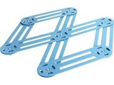 a pair of blue metal brackets on a white background