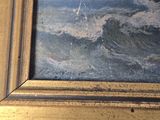 a picture of a painting of a boat in the water
