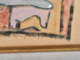 a picture of a painting of a person sitting on a chair