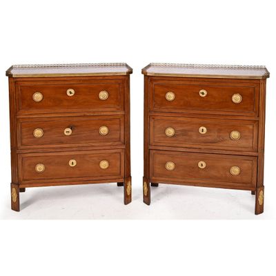pair of george iv style mahogany and marble bedside chests