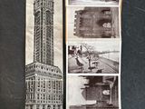 deux vieilles cartes postales représentant un grand immeuble avec une tour horloge