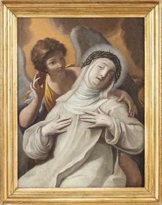 une image représentant un tableau où figurent un ange et une femme