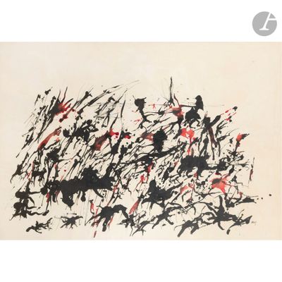 une image représentant un tableau recouvert de peinture noire et rouge